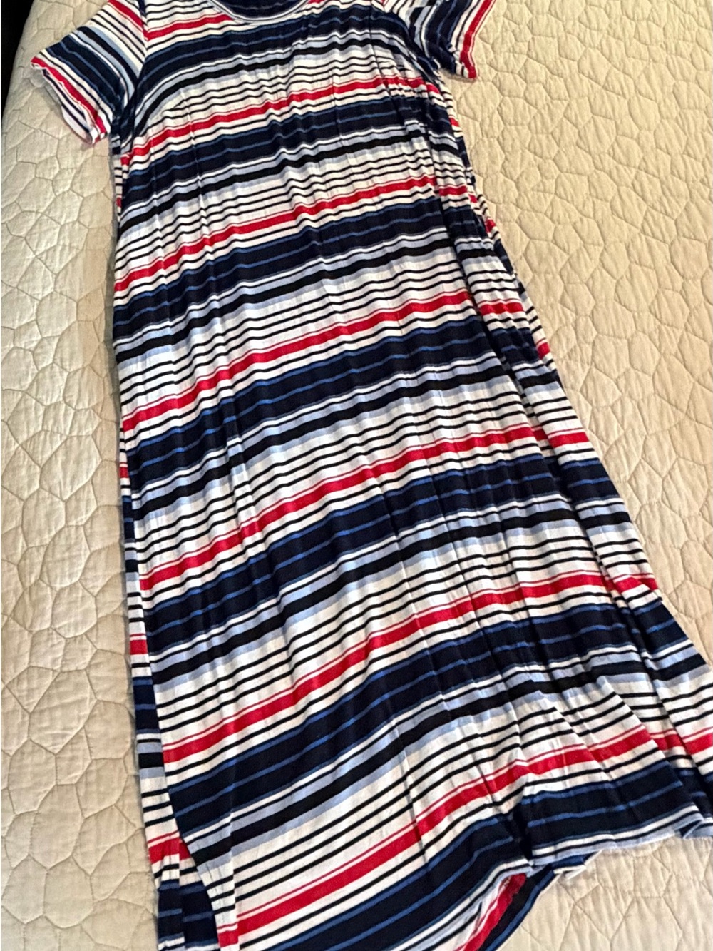 Lane Bryant Navy, Blue & White Striped Maxi Dress
